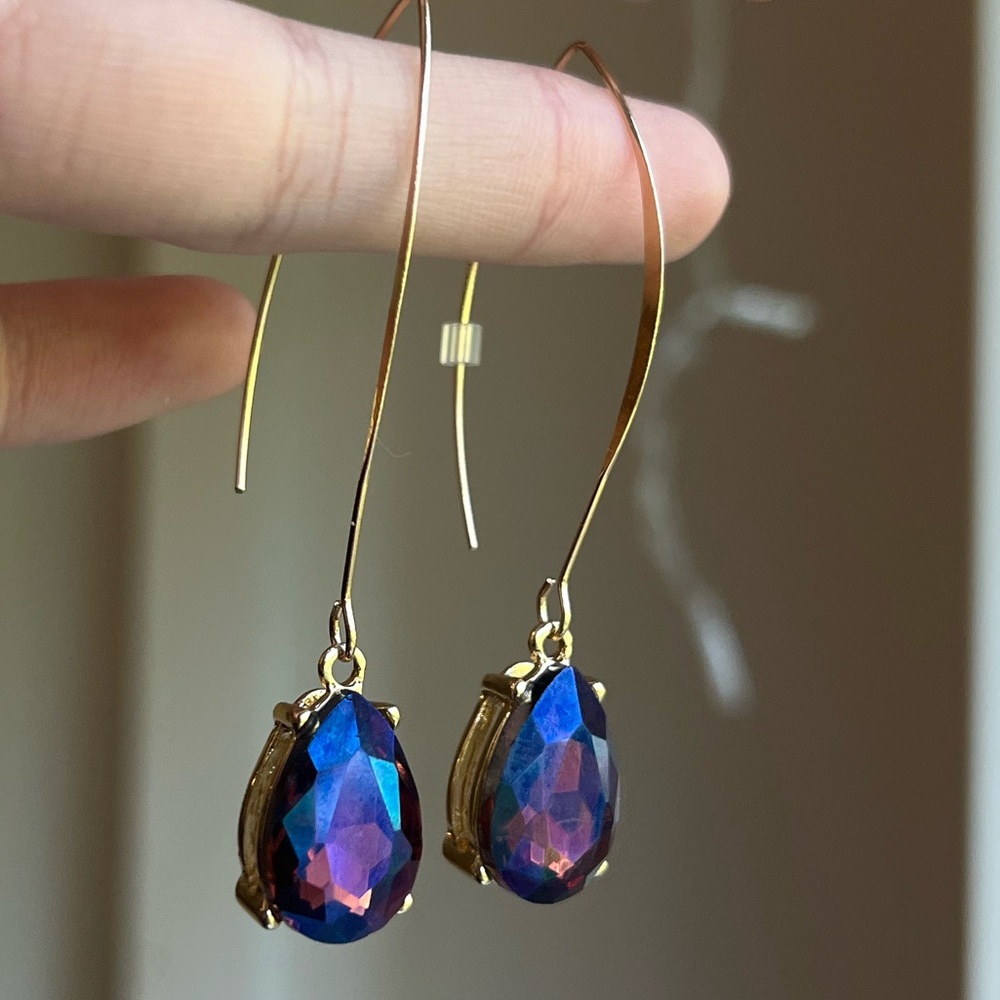 Elegant Kirk’s Folly Gold and Blue /purple Drop Earrings